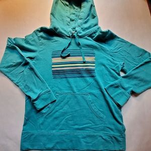 Patagonia hoodie, teal with stripes